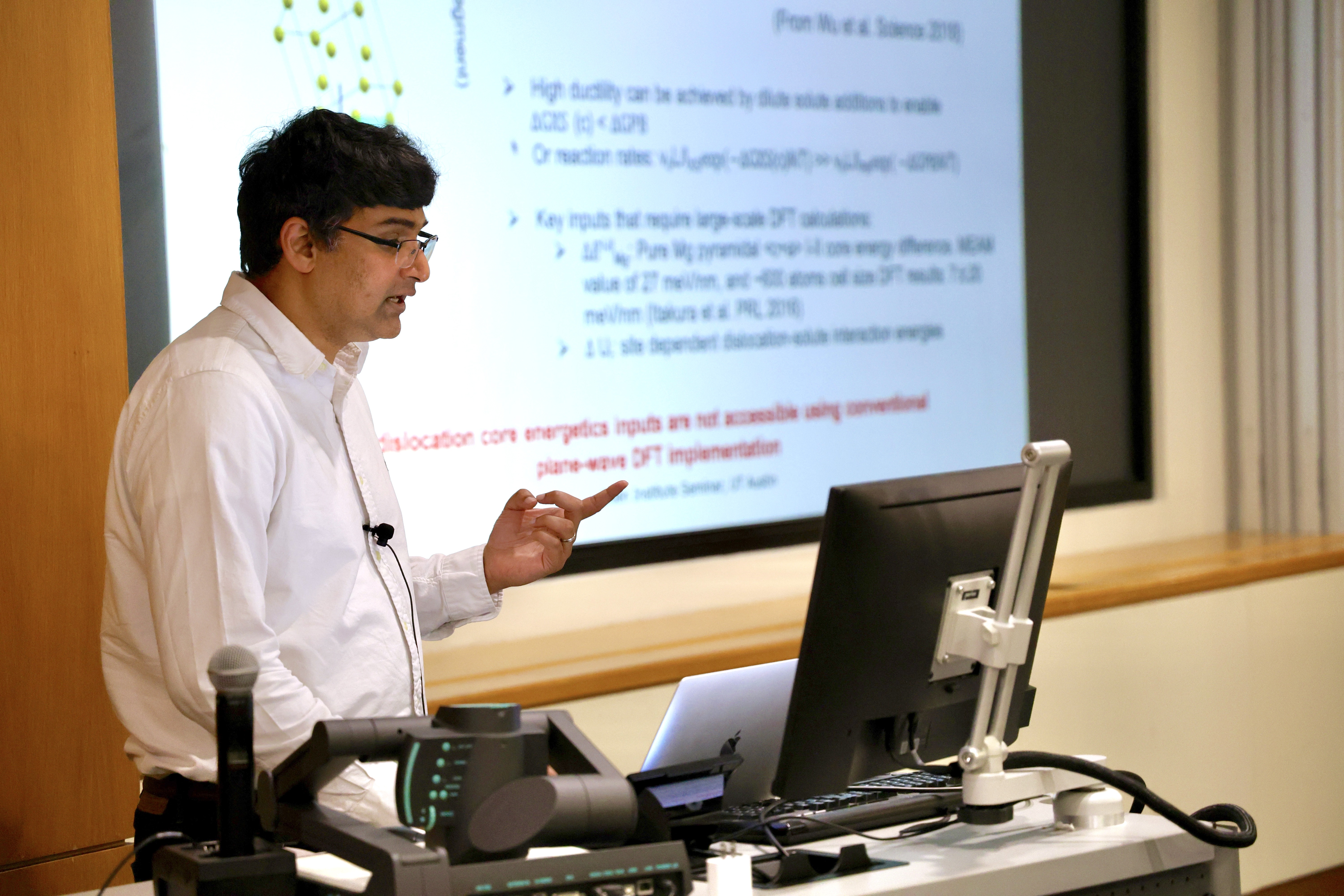 Vikram Gavini presenting his research in the Avaya Auditorium. Credit: Joanne Foote